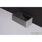 Forzalaqua Venetia Xs lave-mains 29x16x10cm lavabo Droite 1 trou de robinet gauche Pierre naturelle Bleu gris ciselé SW67682